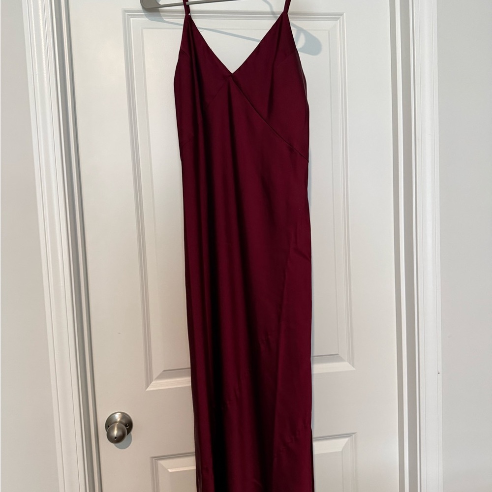 a new day Burgundy Slip Maxi Dress with V-Neck Spaghetti Straps